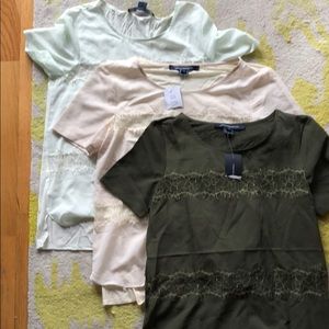 Set of 3 French connection lace T-shirts